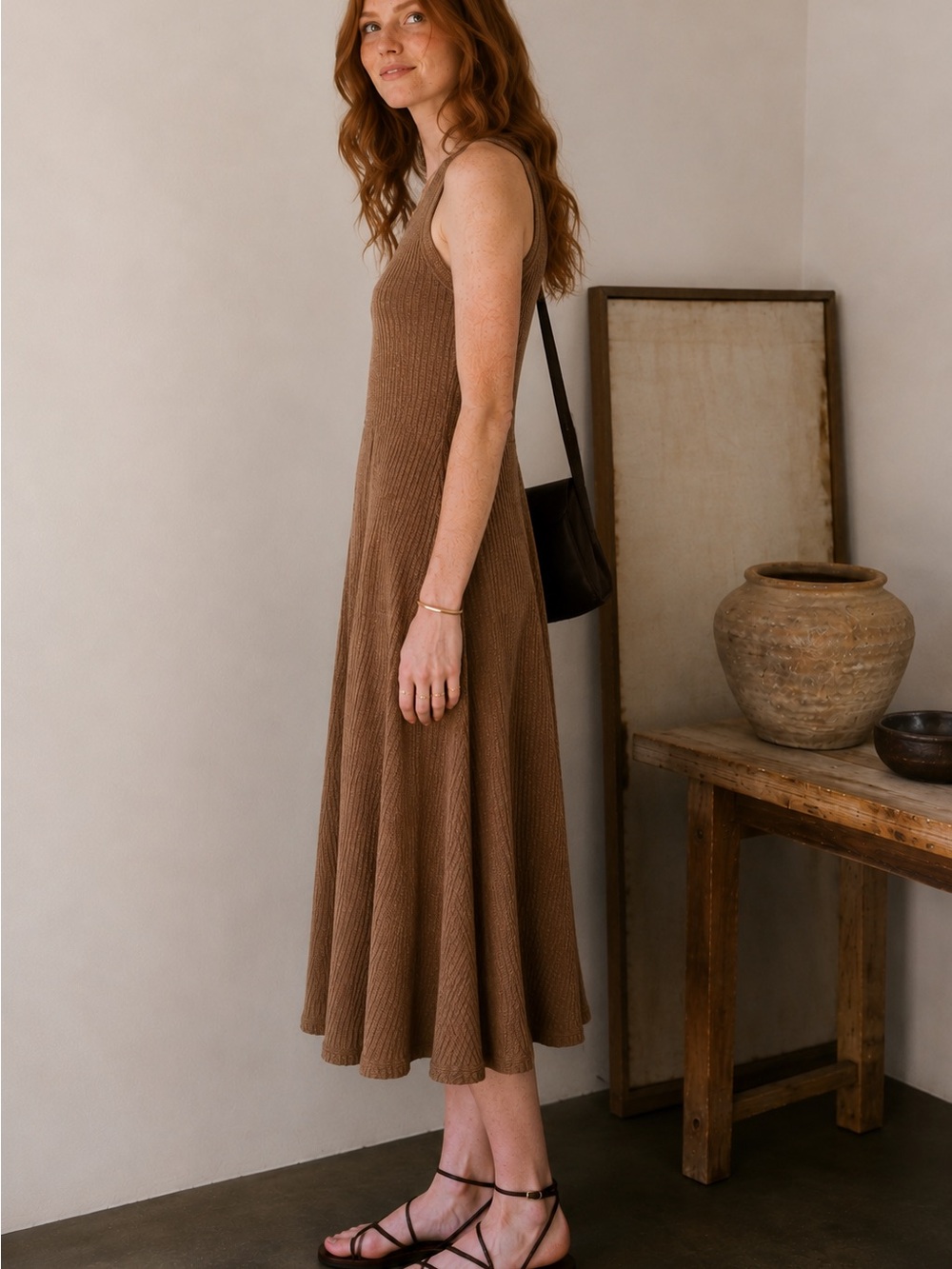 Everlane Rib-Knit A-Line Organic Cotton Midi Tank Dress • XS - Picture 4 of 7